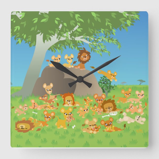 Cute Cartoon Lion Pride Wall Clock (Front)