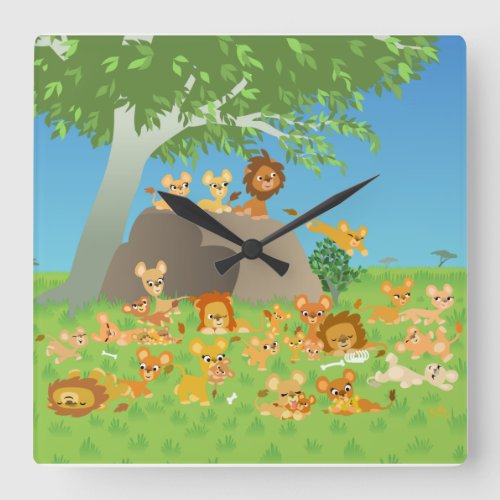 Cute Cartoon Lion Pride Wall Clock