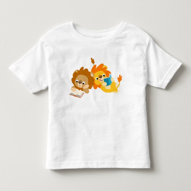 Cute Cartoon Lion Readers  children T-shirt (Front)