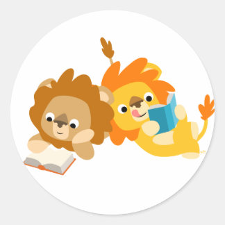 Cute Cartoon Lion Readers sticker