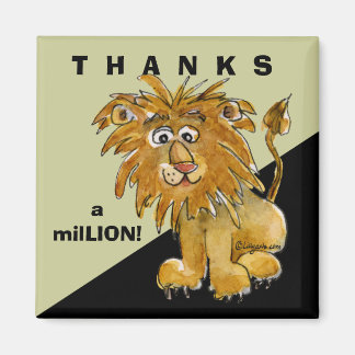 Cute Cartoon Lion Thanks Square Magnet