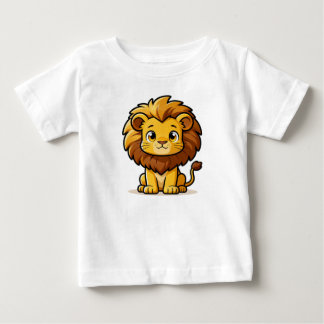 Cute Cartoon Lion with Big Mane Baby T-Shirt