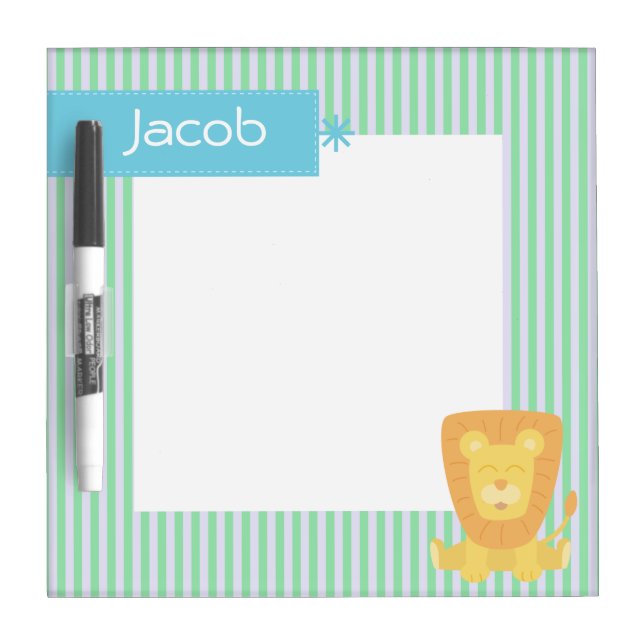 Cute Cartoon Lion with stripes background Dry Erase Board (Front)