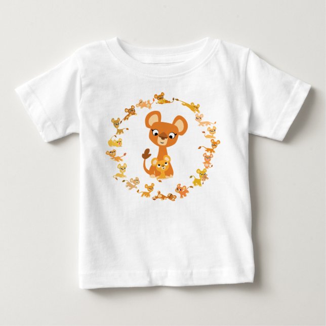 Cute Cartoon Lionesses Mandala Baby T-Shirt (Front)
