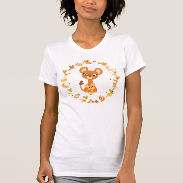 Cute Cartoon Lionesses Mandala Women T-Shirt (Front)