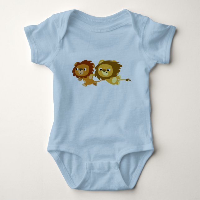 Cute Cartoon Lions in a Hurry Baby Clothing Baby Bodysuit (Front)