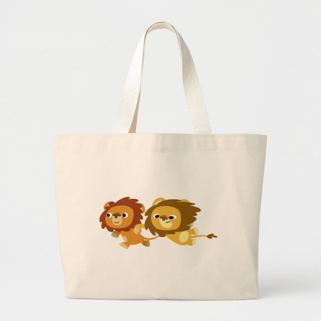 Cute Cartoon Lions in a Hurry Bag (Front)