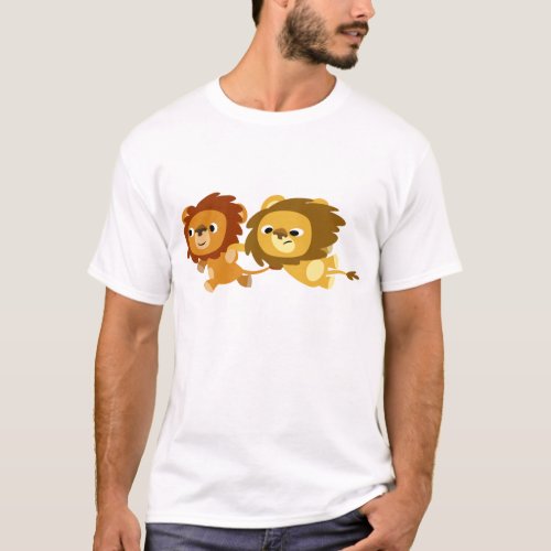 Cute Cartoon Lions in a Hurry Children T_Shirt