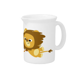 Cute Cartoon Lions in a Hurry Pitcher