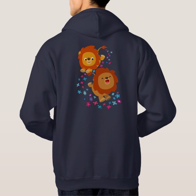 Cute Cartoon Lions In The Garden Hoodie (Back) (Back)