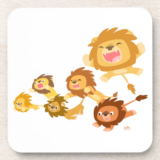 Cute Cartoon Lions' Parade Coasters Set (Front)