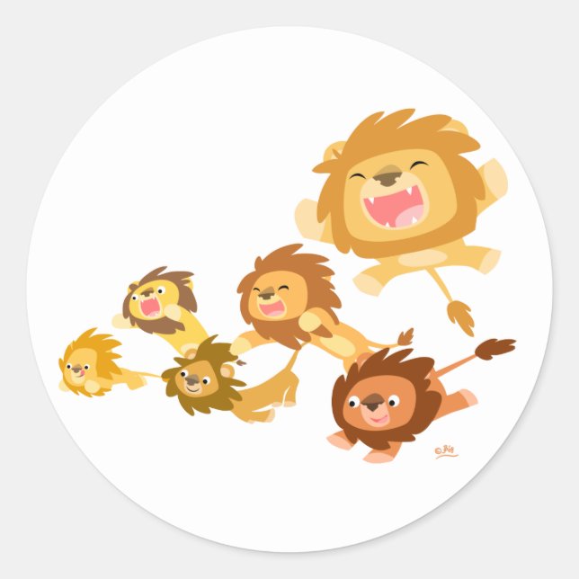Cute Cartoon Lions' Parade Sticker (Front)