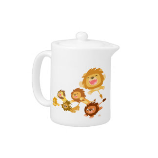 Cute Cartoon Lions' Parade Teapot