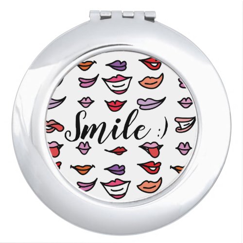 Cute Cartoon Lips Smile Compact Mirror