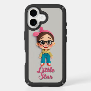 Cute Cartoon Little Girl with Personalized Text iPhone 16 Case