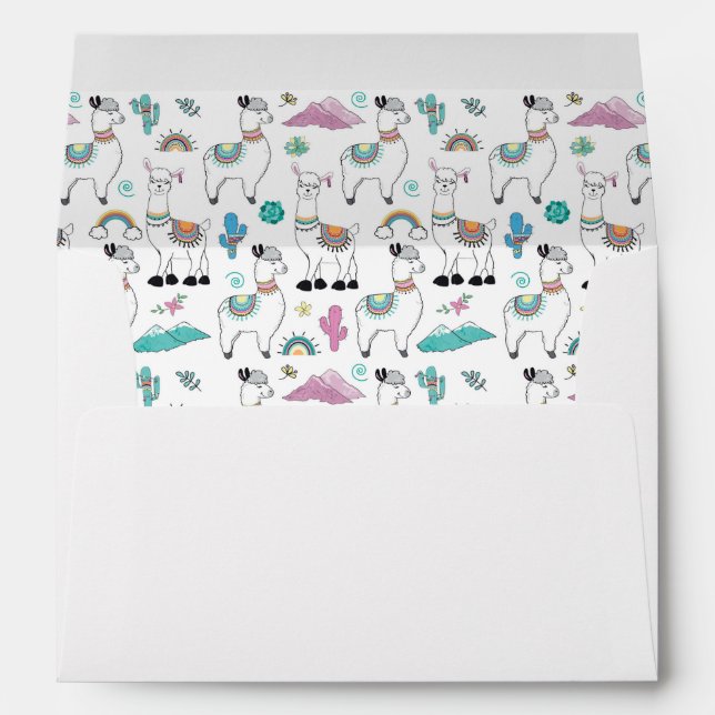 Cute Cartoon Llama Pattern Envelope (Back (Bottom))