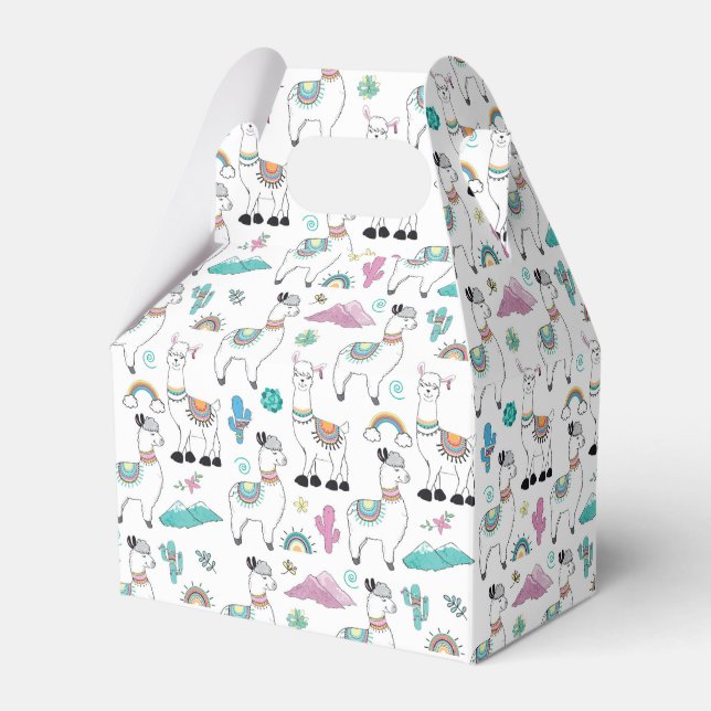 Cute Cartoon Llama Pattern Favor Boxes (Front Side)