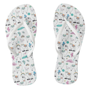 Cute Cartoon Llama Pattern Flip Flops