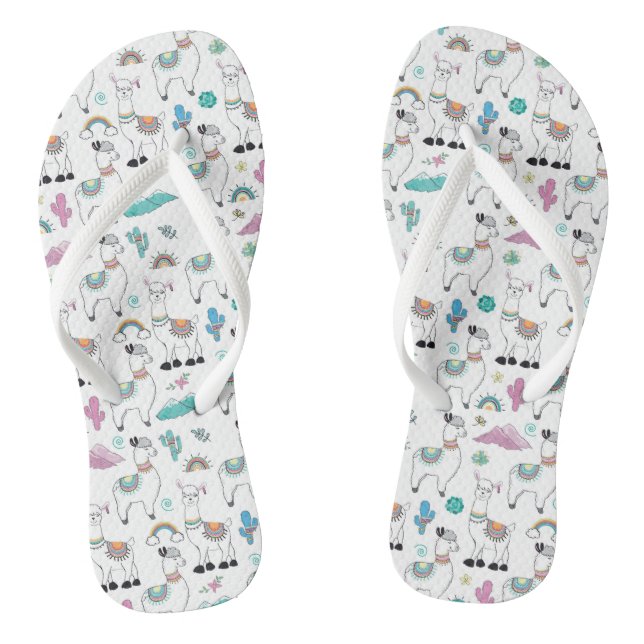 Cute Cartoon Llama Pattern Flip Flops (Footbed)