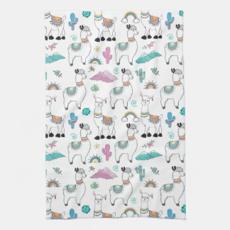 Cute Cartoon Llama Pattern Kitchen Towel