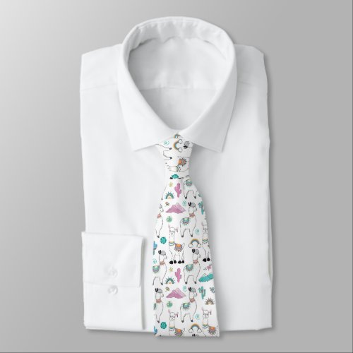 Cute Cartoon Llama Pattern Neck Tie