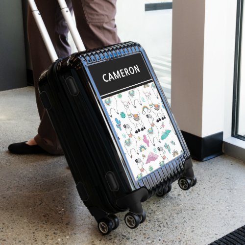 Cute Cartoon Llama Pattern  Personalize Luggage