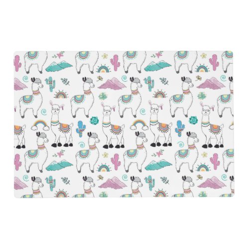 Cute Cartoon Llama Pattern Placemat