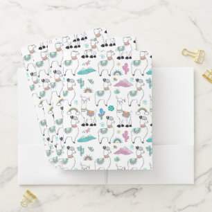 Cute Cartoon Llama Pattern Pocket Folder