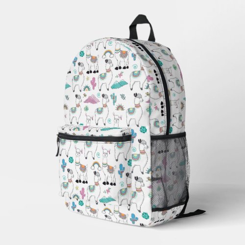 Cute Cartoon Llama Pattern Printed Backpack