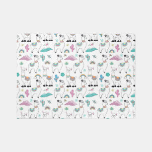 Cute Cartoon Llama Pattern Rug