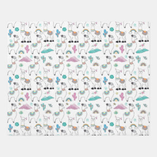 Cute Cartoon Llama Pattern Rug