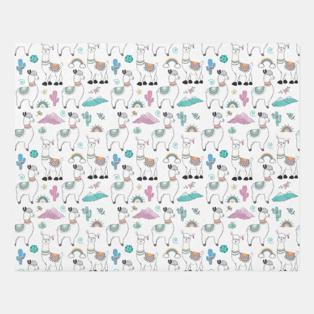 Cute Cartoon Llama Pattern Rug (Front)
