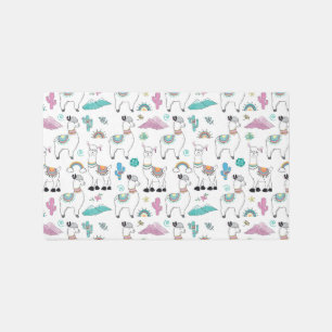 Cute Cartoon Llama Pattern Rug