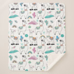 Cute Cartoon Llama Pattern Sherpa Blanket
