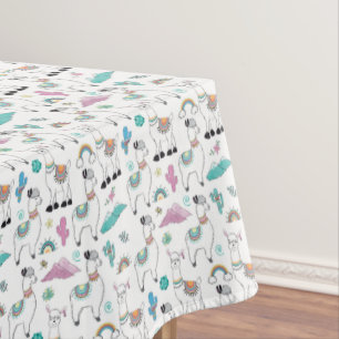 Cute Cartoon Llama Pattern Tablecloth