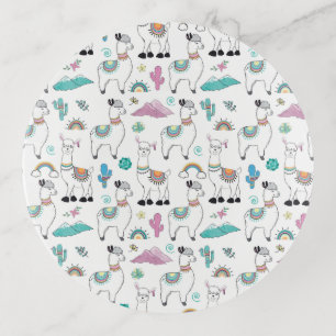 Cute Cartoon Llama Pattern Trinket Tray