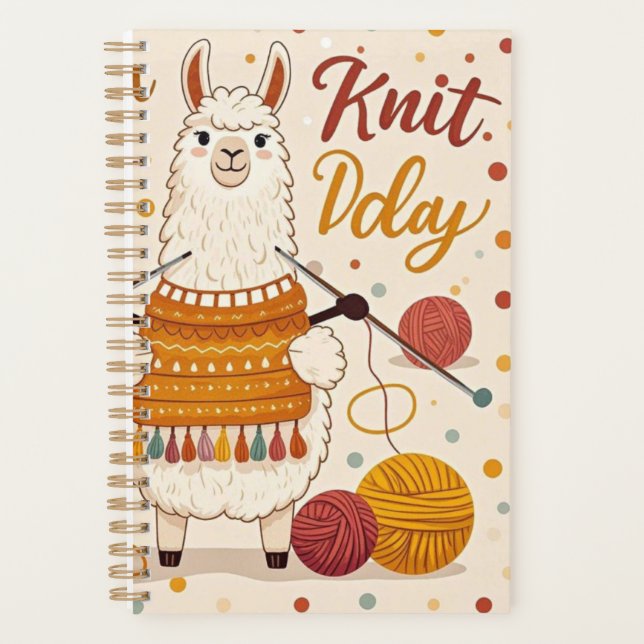 Cute Cartoon llama wearing a knit scarf Planner (Front)