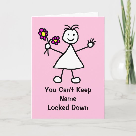 Cute Cartoon Lock Down Girl Card