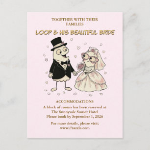Cute Cartoon Loop Character Wedding Details Card