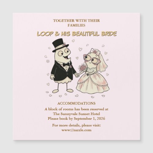 Cute Cartoon Loop Character Wedding Details Fridge
