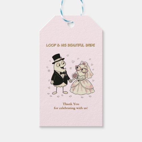 Cute Cartoon Loop Wedding Details Gift Tag