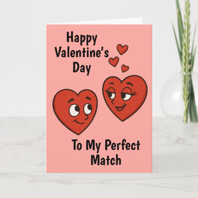 Cute Cartoon Love Hearts Valentine's Day Card (Front)