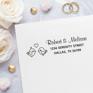 Cute Cartoon Lovebirds - Couple Address Self-inking Stamp