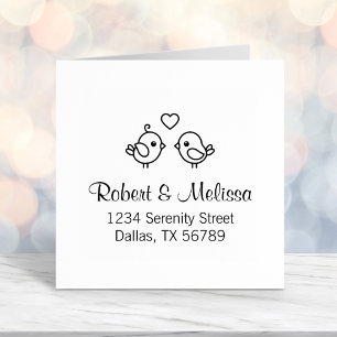 Cute Cartoon Lovebirds - Couple Address Self-inking Stamp