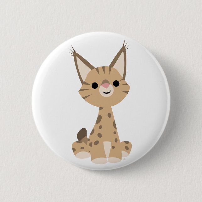 Cute Cartoon Lynx Button Badge (Front)