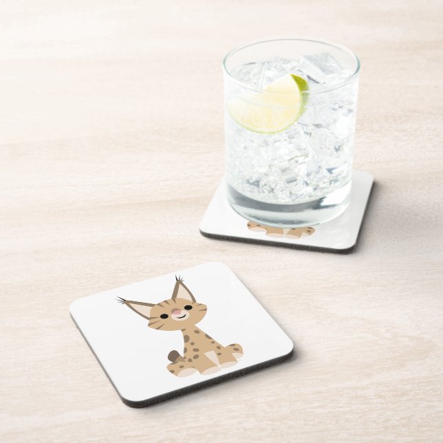 Cute Cartoon Lynx Coasters Set (Right Side)