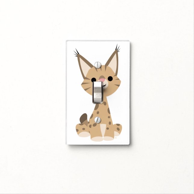 Cute Cartoon Lynx Light Switch Cover (In Situ)