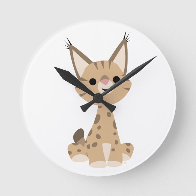 Cute Cartoon Lynx Wall Clock (Front)