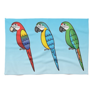 Cute Cartoon Macaw Parrot Birds Kitchen Towel