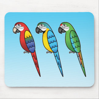 Cute Cartoon Macaw Parrot Birds Mouse Pad
